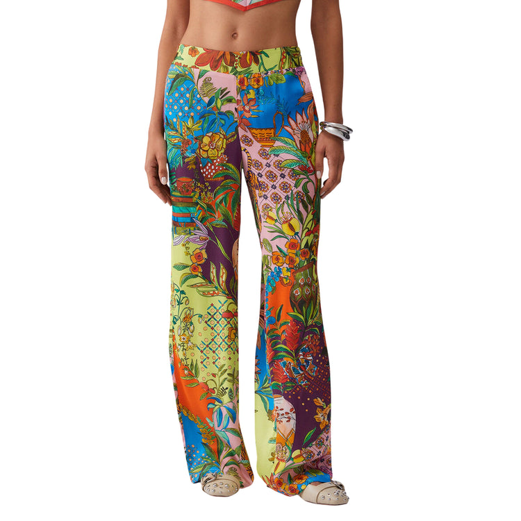 Pantalone lungo donna con stampa multicolore