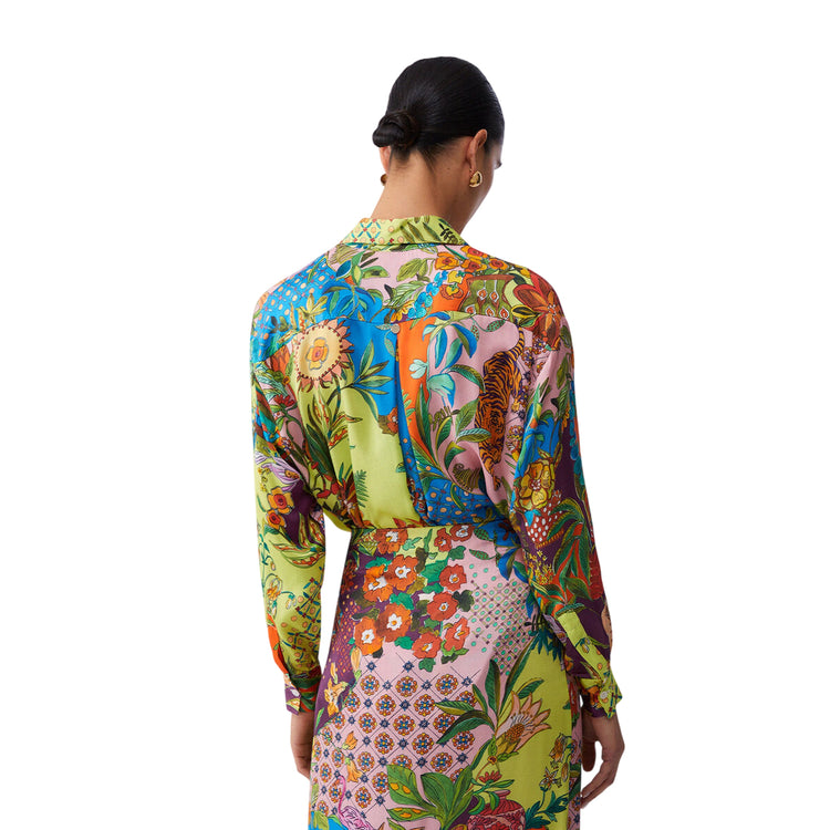 Camicia con stampa multicolore all-over