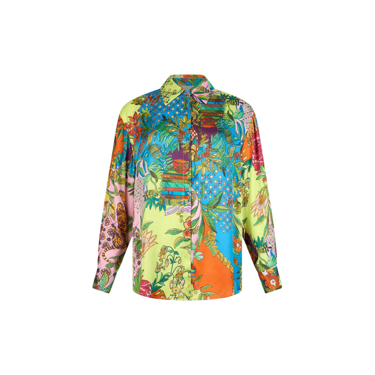 Camicia con stampa multicolore all-over
