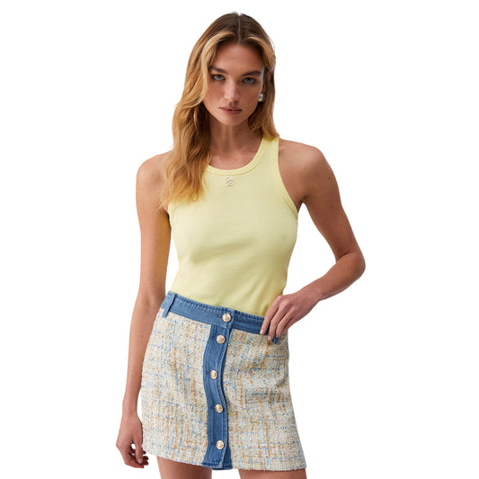 Canottiera a coste gialla