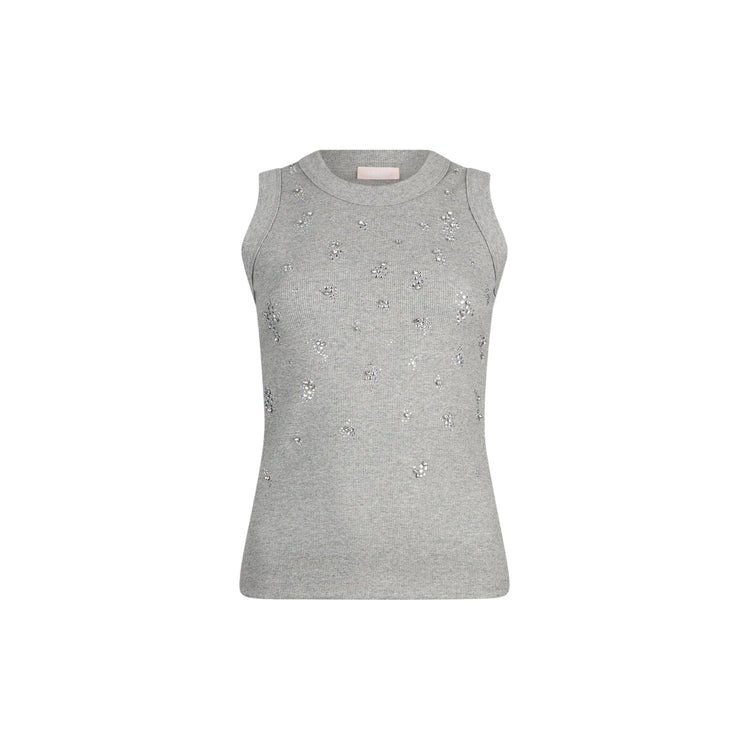 Top Donna grigio con applicazioni strass