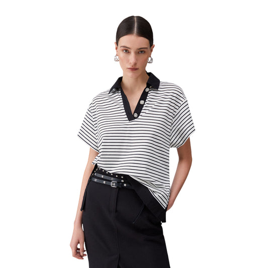 Polo a righe con bottoni gioiello