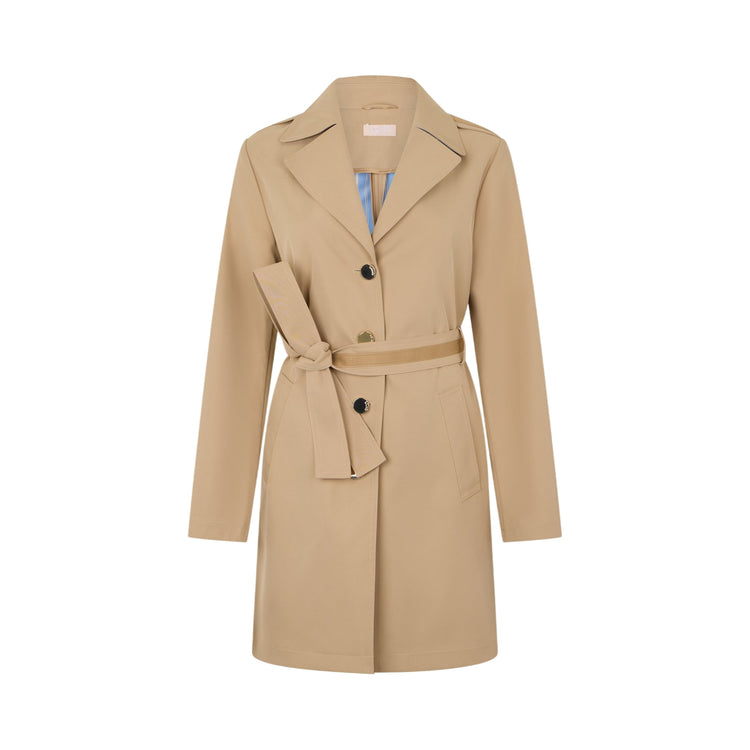 Trench lungo Donna con cintura Beige