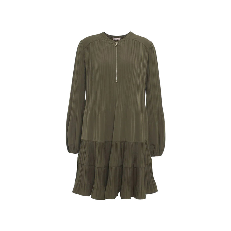 Abito Donna corto in crêpe verde oliva