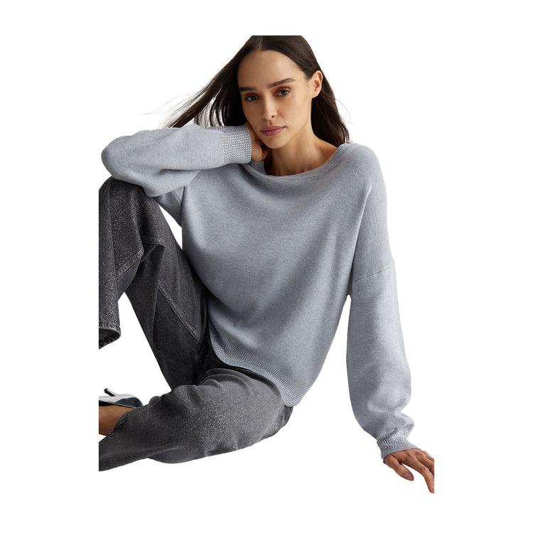 Maglia girocollo Donna con strass modella