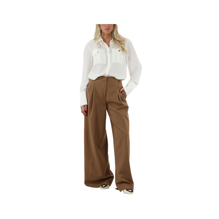 Pantalon femme avec plis à la taille