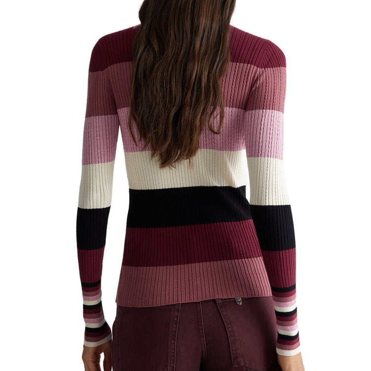 Pull col roulé femme maille torsadée