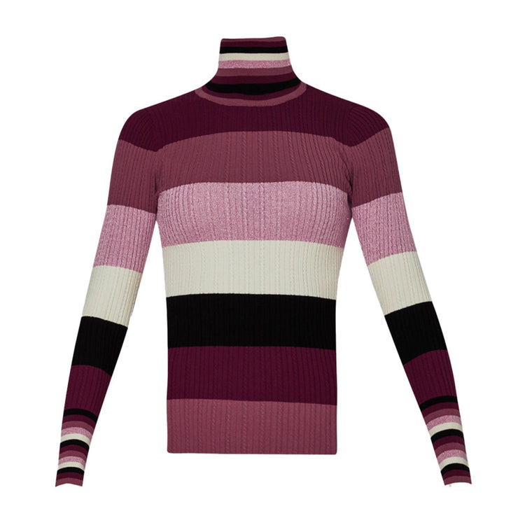 Pull col roulé femme maille torsadée