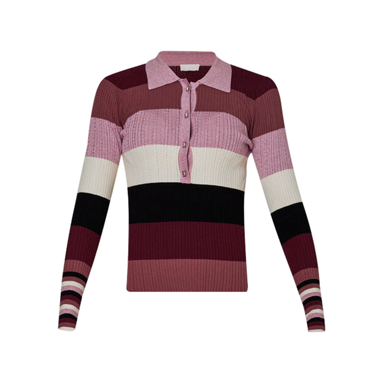 Maglia Donna a righe con colletto polo