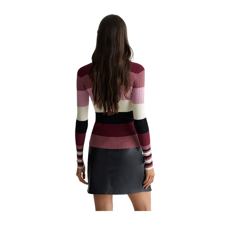 modella retro Maglia Donna a righe con colletto polo