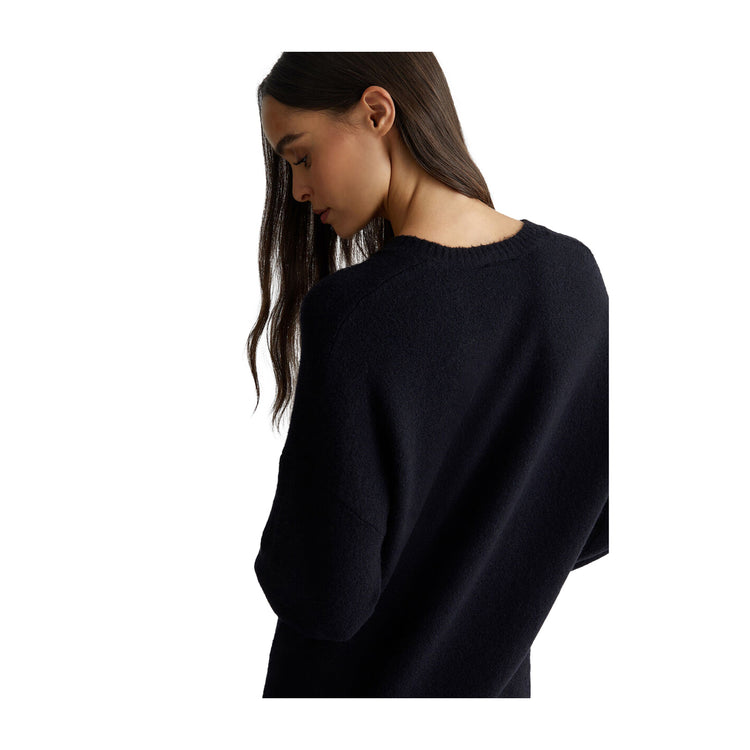 Abito Corto Donna in maglia misto lana Nero modella retro ravvicinata