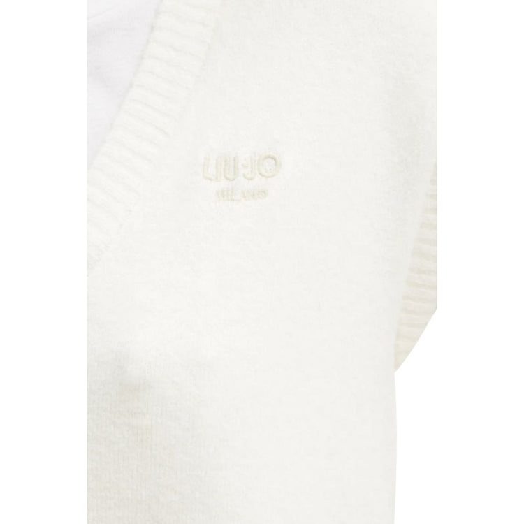 Gilet Donna in maglia Bianco dettaglio ravvicinato