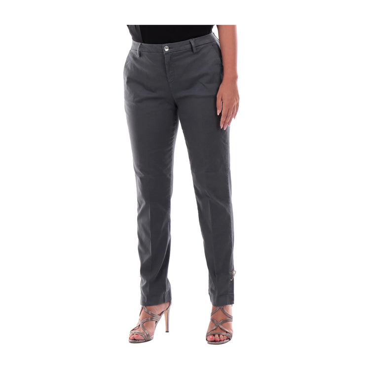 Pantaloni Donna con spilla decorativa grigio