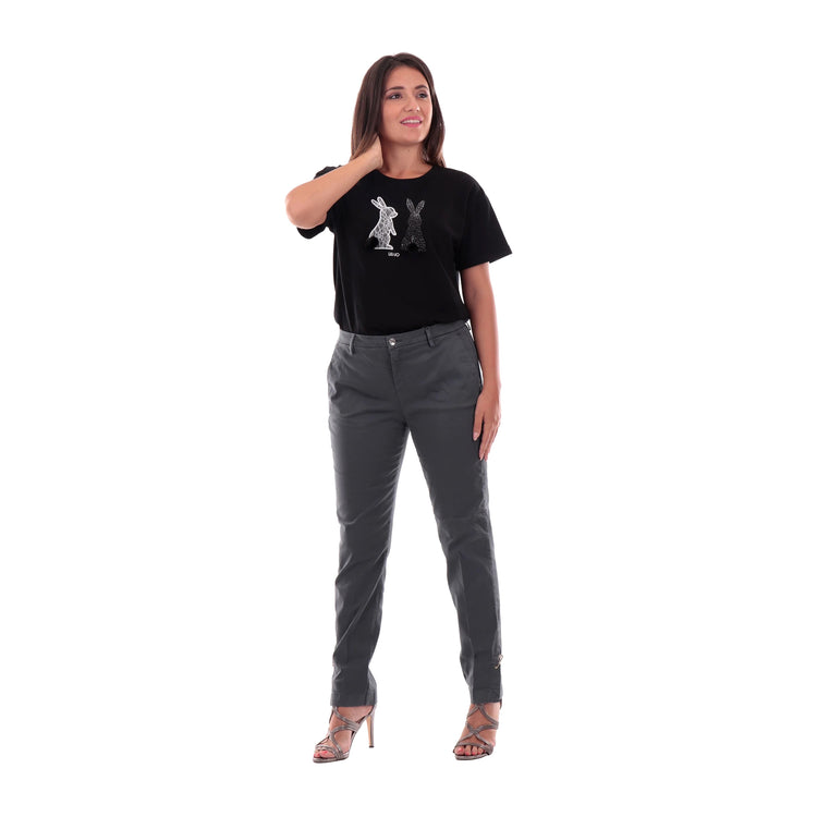 modella intera con Pantaloni Donna con spilla decorativa grigio