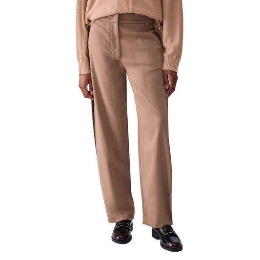 Pantalone balloon Donna in tessuto resca Beige modella frontale