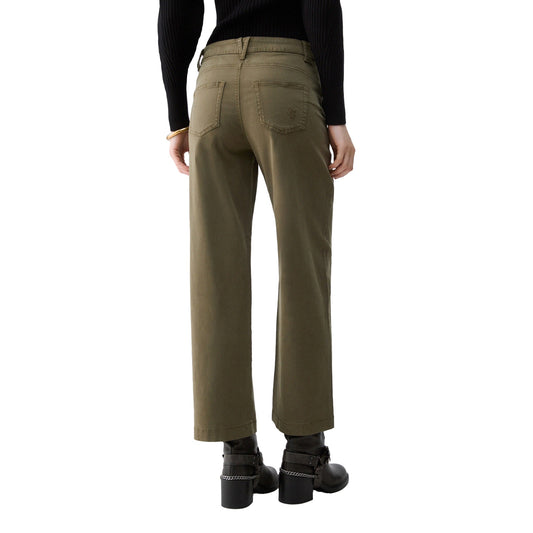 Pantalone flare Donna taglio cropped verde modella retro