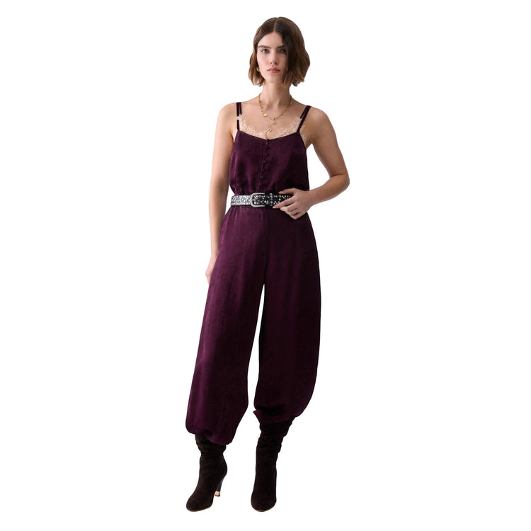 Pantalone balloon Donna in raso jacquard modella intera frontale