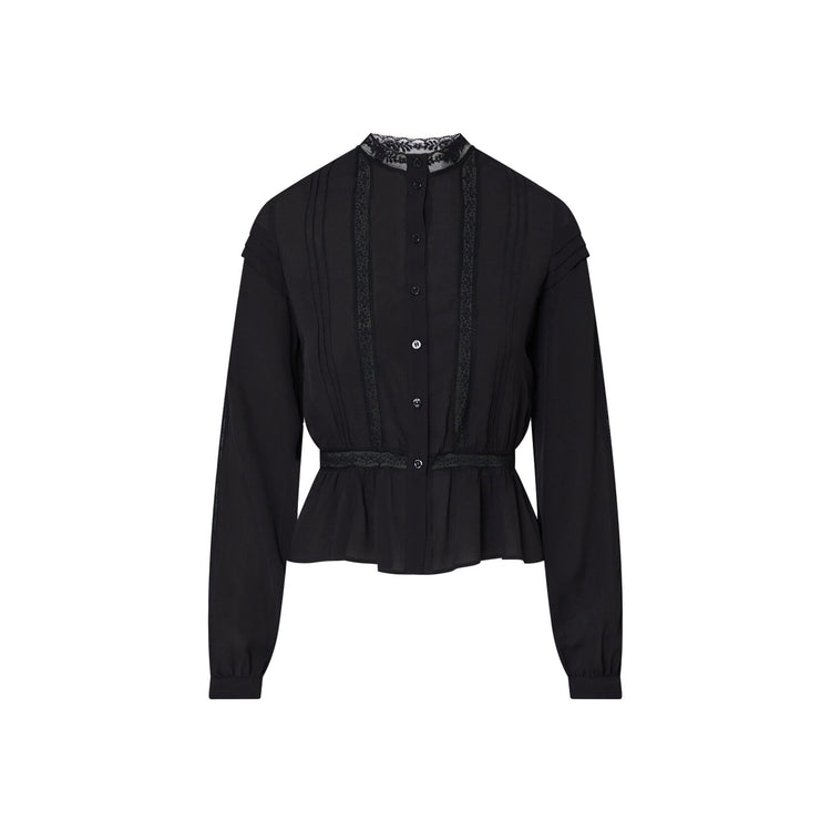 Camicia Donna co dettagli pizzo Nero