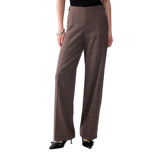 Pantalone Donna straight tartan classico modella frontale