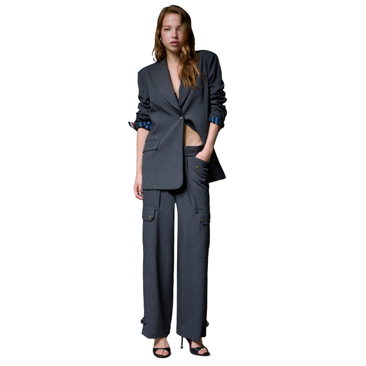 Blazer Donna in flanella grigio modella intera frontale