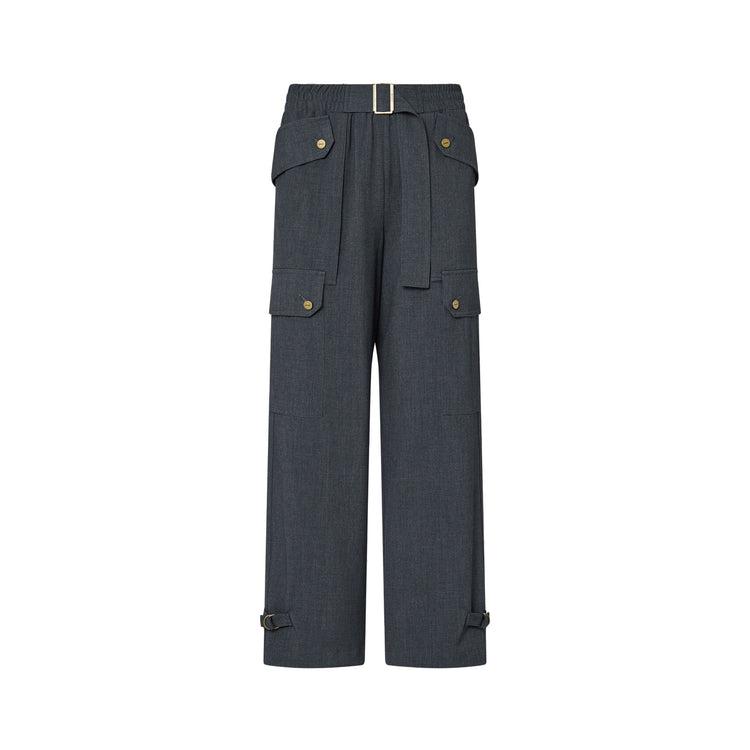 Pantalone cargo Donna in flanella grigio