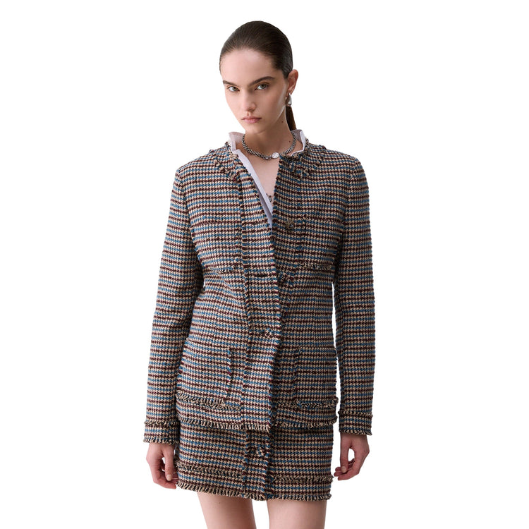 Giacca Donna in tweed pied de poule modella frontale