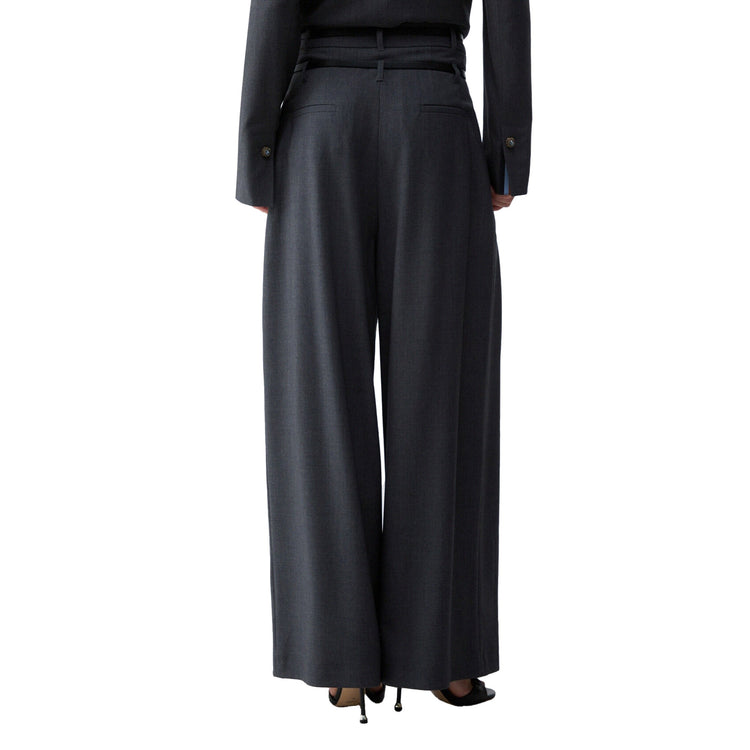 Pantalone flare Donna in flanella grigio modella retro