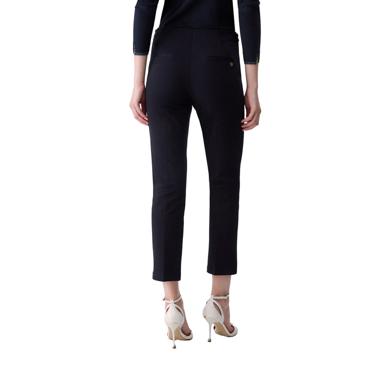 Pantalone Donna a sigaretta blu scuro modella retro