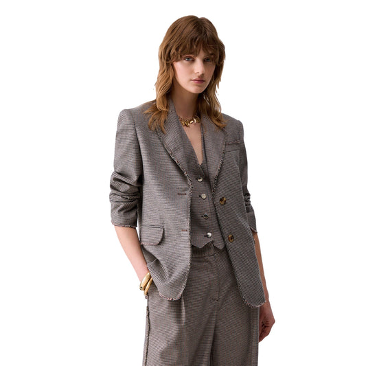 Blazer Donna in pied de poule, modella frontale