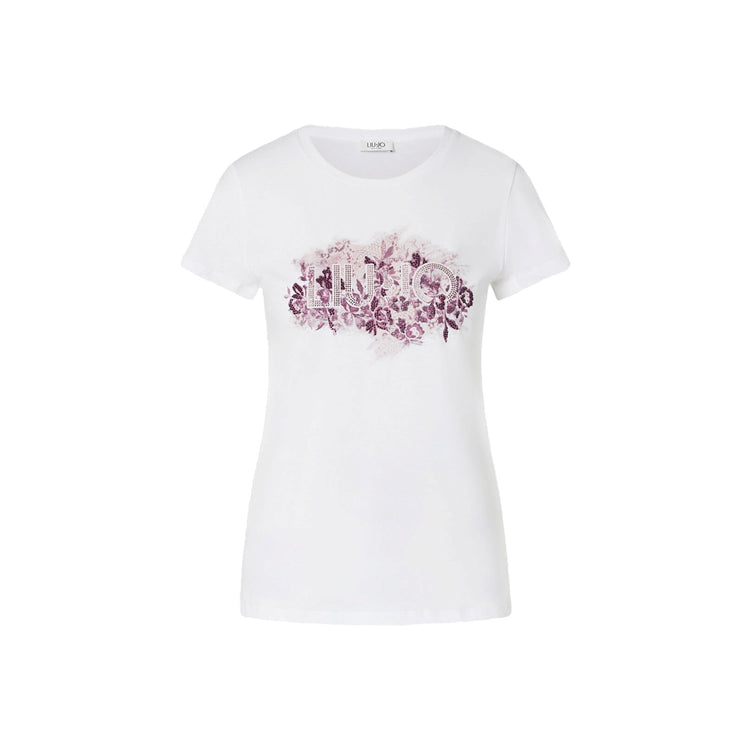T-shirt Donna con logo e sfondo floreale
