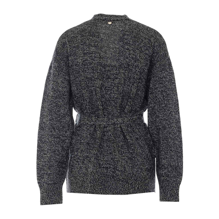 Cardigan Donna effetto mélange grigio retro