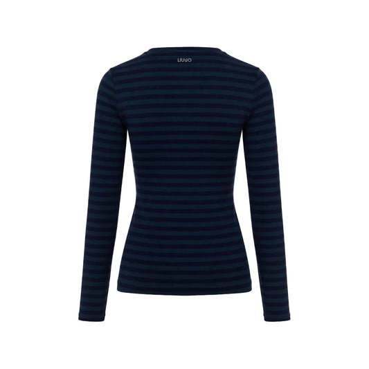 T-shirt Donna manica lunga a righe bicolor retro