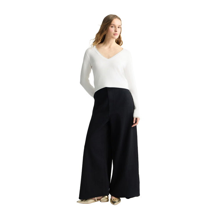 Women's White V-Neck Sweater
