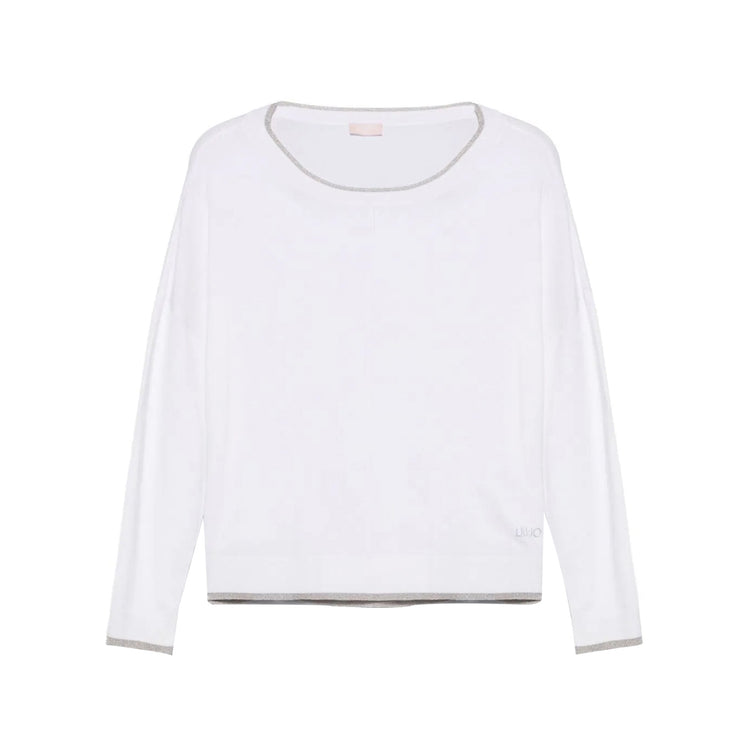 Maglia Bianca in lurex con scollo a barca