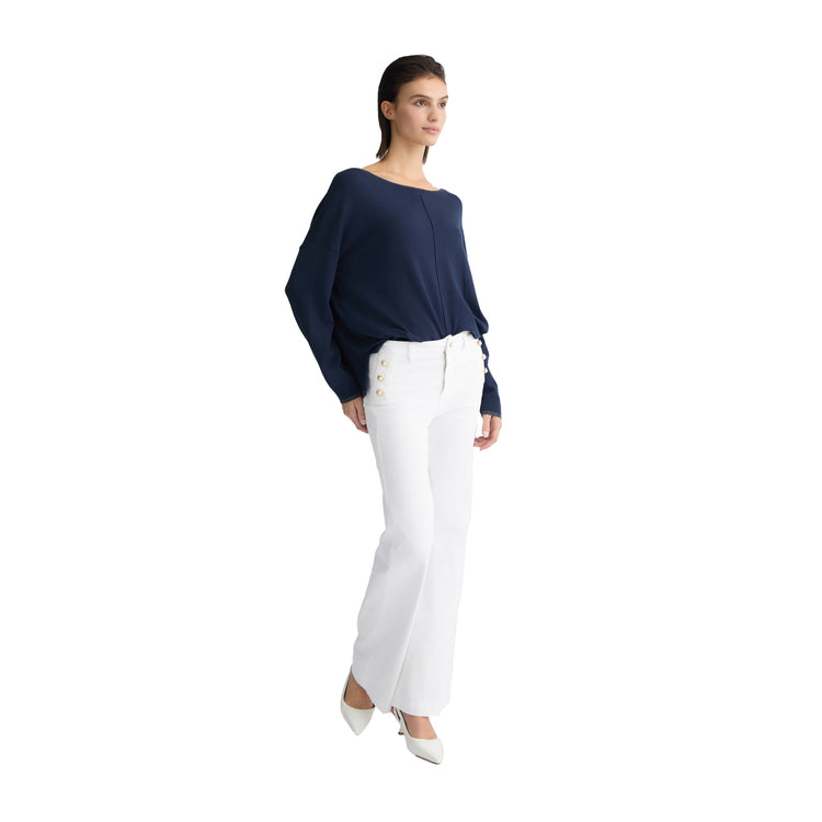 Maglia Blu in lurex con scollo a barca