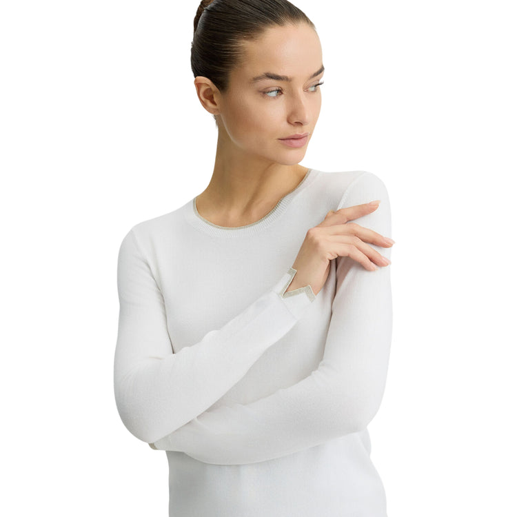 Maglia Bianca da donna Liu Jo Better modella frontale ravvicinata