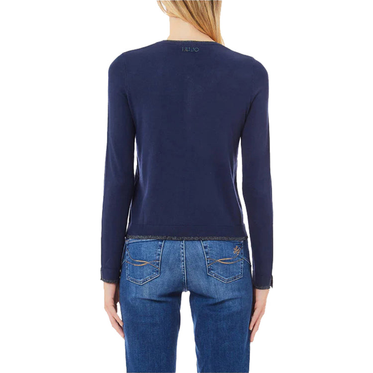 Retro Cardigan Donna con bordi in lurex