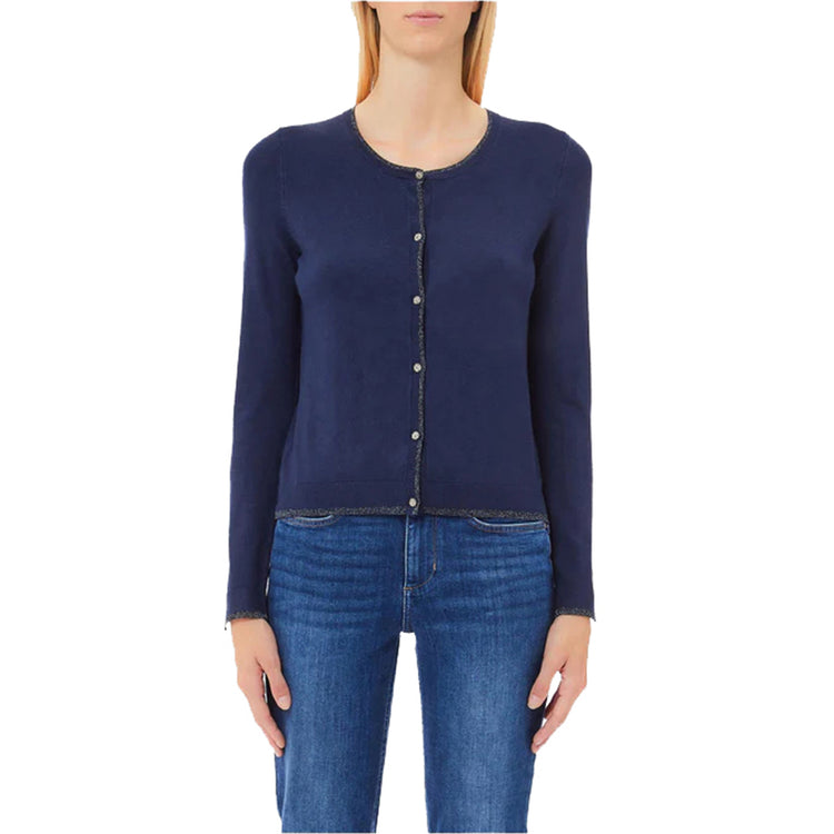 Cardigan Donna con bordi in lurex