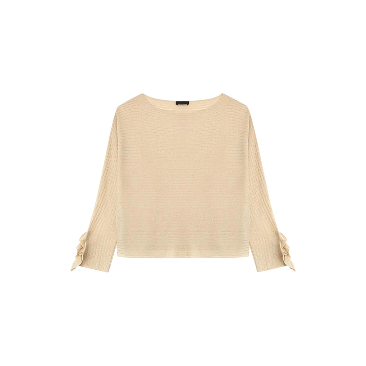 Maglia Donna a coste con dettagli a fondo manica