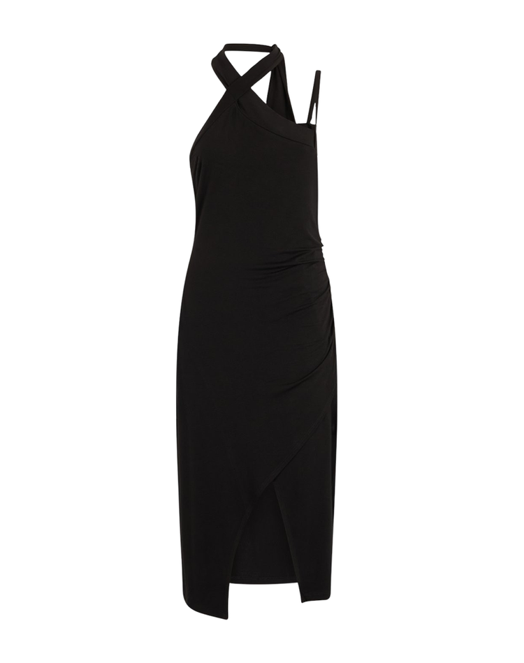 Abito Donna Nero dallo scollo asimmetrico