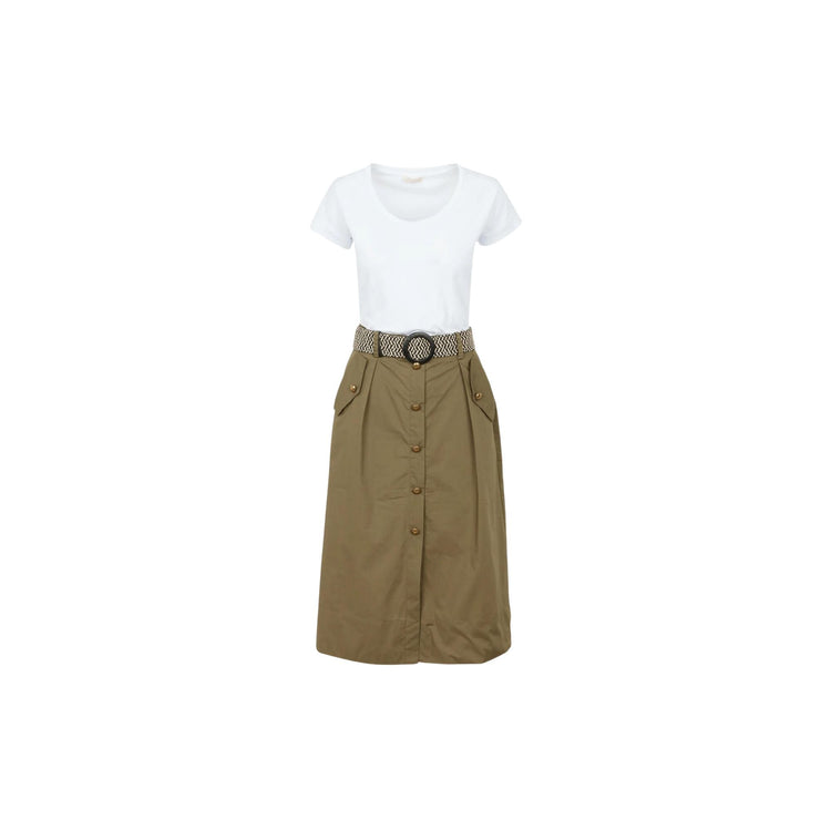 Women's dress with long buttoned skirt