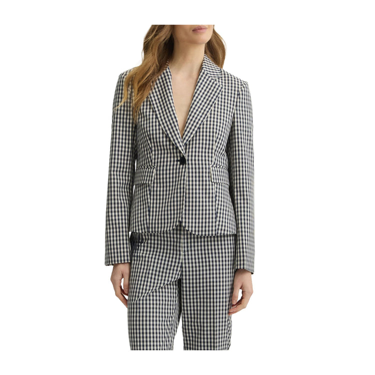 Blazer Donna slim motivo check modella frontale