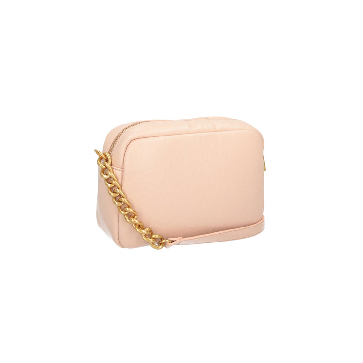 Borsa Donna nude, con catena dorata e logo frontale
