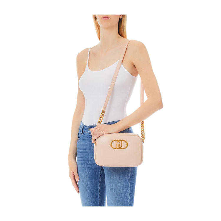 Borsa Donna nude, con catena dorata e logo frontale