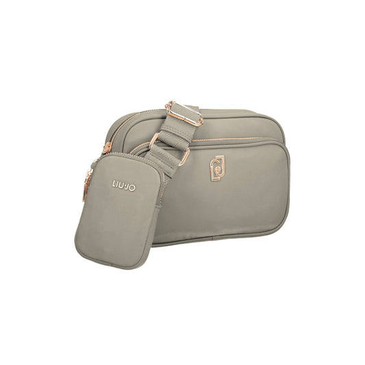 Borsa a tracolla Donna, in nylon beige monocolore, con chiusura zip