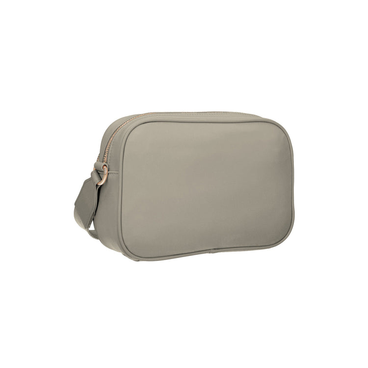 Borsa a tracolla Donna, in nylon beige monocolore, con chiusura zip