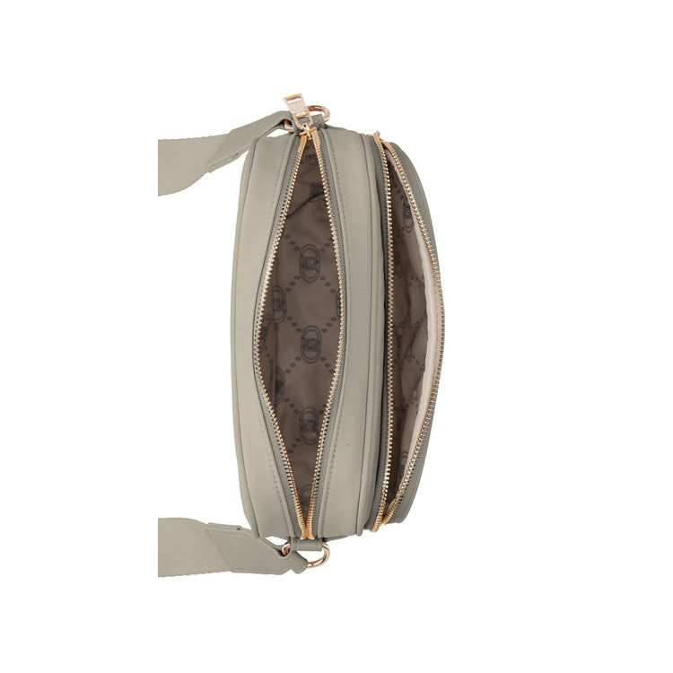 Borsa a tracolla Donna, in nylon beige monocolore, con chiusura zip
