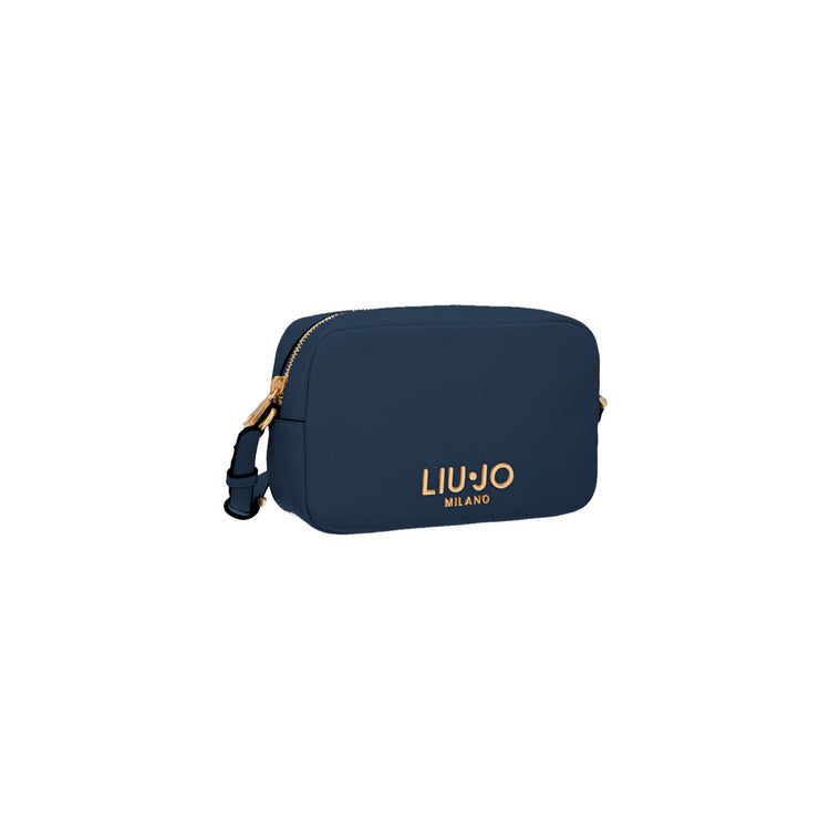 Borsa a tracolla Donna Blu, con zip e logo metallico