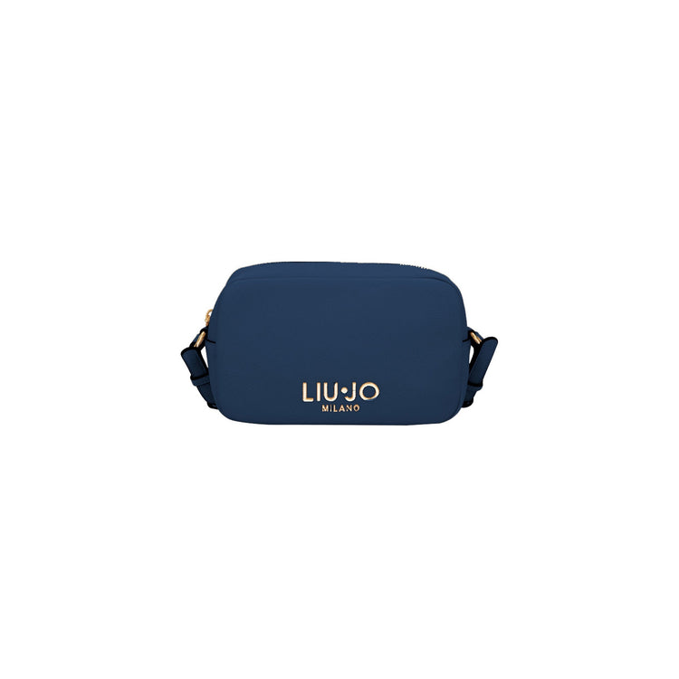 Borsa a tracolla Donna Blu, con zip e logo metallico