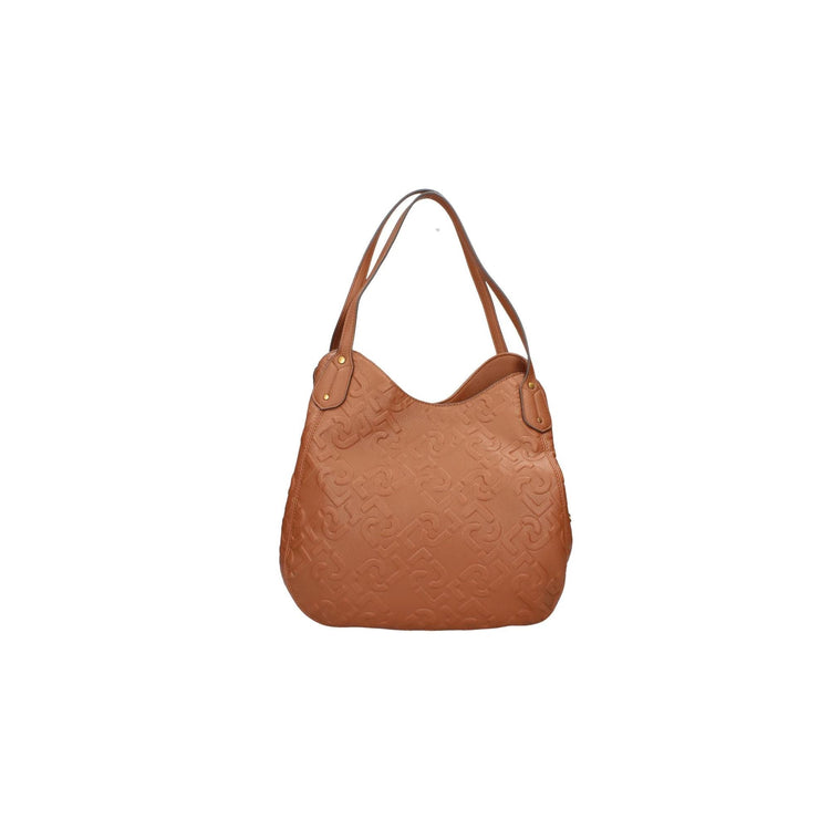 Women's bag with leather inserts and all-over logo